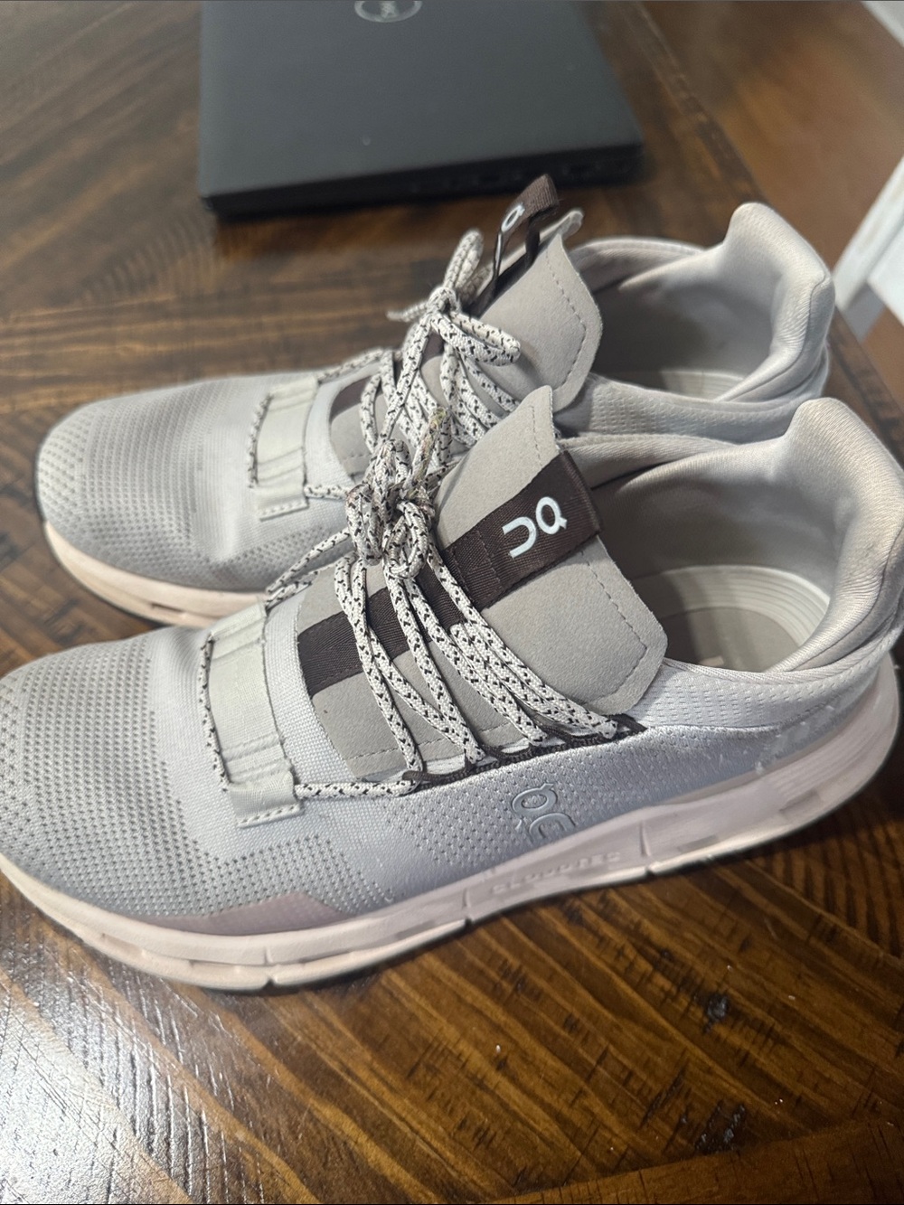 On Running Light Gray and Black Mesh Running Shoes